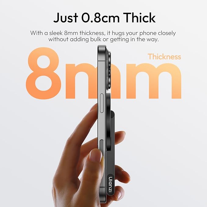 ULANZI MA60 Magnetic Phone Tripod Stand for iPhone, Aluminium Mini Tripod | Pocket Cell Phone Stand, N52 Strong Magnet, 8mm for Travel Vlog, Foldable Selfie Stick for iPhone 17 16 15 14 Series, Black - Image 4