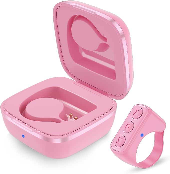 Fingertip Bluetooth Remote Control TIK TOK Wireless Page Turner TYUOBOX Camera Remote Shutter Selfie Button Controller with Charging Case for iPhone Android Ipad Cell Phone (Pink1) by TYUOBOX
