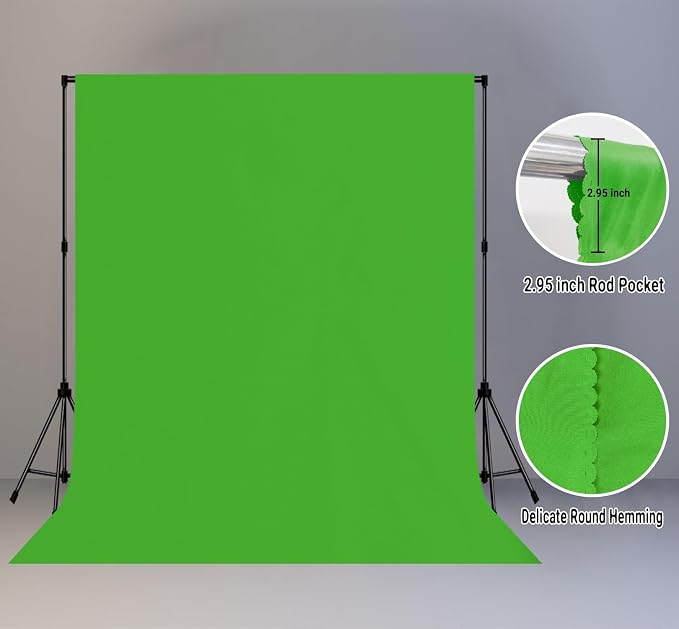 Green Screen Backdrop for Photoshoot, Fabric 8x10ft | Polyester Studio Photo Backgrounds, Non Reflective, Easy to Hang, for Portrait Photography, Live Streaming, Video Creation - Image 2