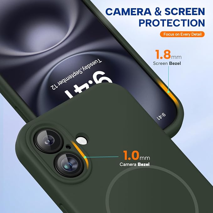 miracase Magnetic for iPhone 16 Plus Case, [Soft Anti-Scratch Microfiber Lining], Compatible with MagSafe, Liquid Silicone Shockproof Drop Protection Phone Case for 16 Plus,Dark Green - Image 7