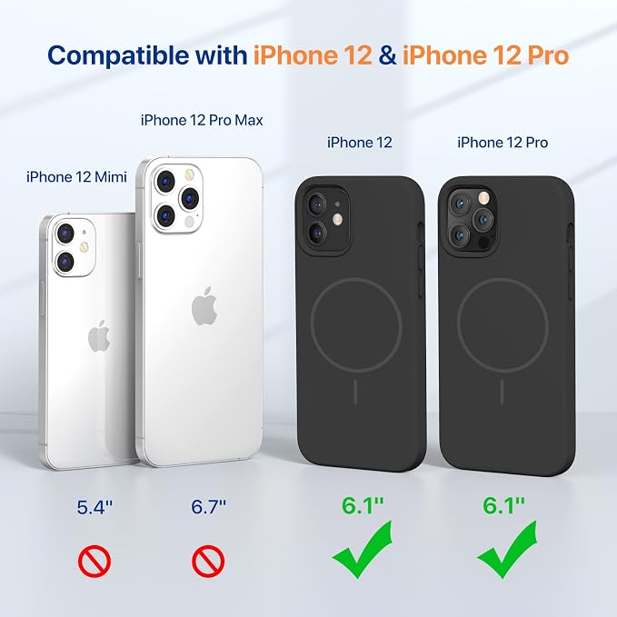 Miracase Magnetic for iPhone 12 Case/iPhone 12 Pro Case, Black | Compatible with MagSafe, Anti-Scratch Microfiber Lining, Premium Silicone Shockproof Drop Protection Phone Case for 12/12 Pro - Image 2