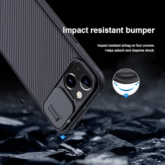Mangix for iPhone 13 Case with Camera Cover,Slim Fit Thin Polycarbonate Protective Shockproof Cover with Slide Camera Cover, Upgraded Case for Apple iPhone 13 6.1inch (Black) - Image 3