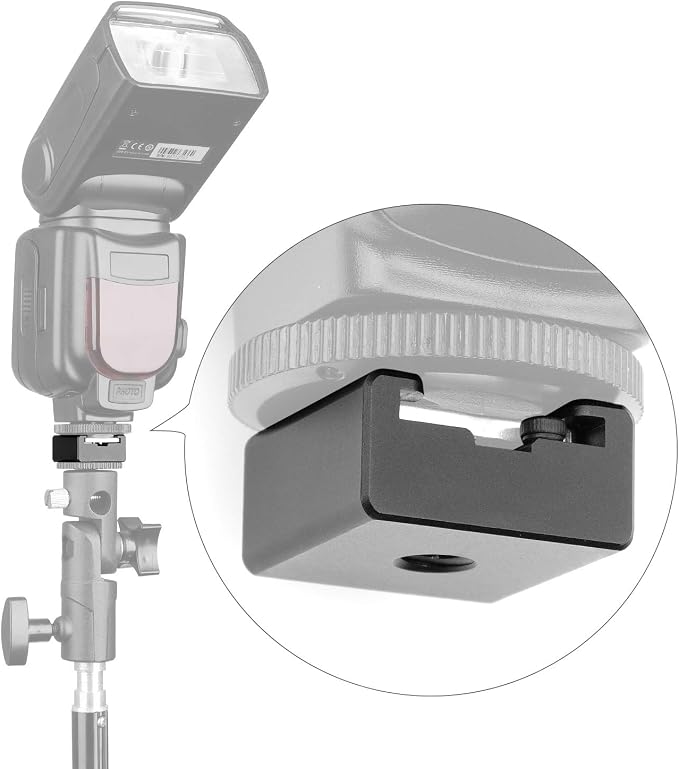 Updated Anwenk Flash Cold Shoe Mount Adapter Flash Shoe Mount Flash Stand Adapter with 1/4"-20 Tripod Screw Thread for Camera Flash Nikon Canon Olympus Panasonic Speedlite Flash, 2Pack - Image 2