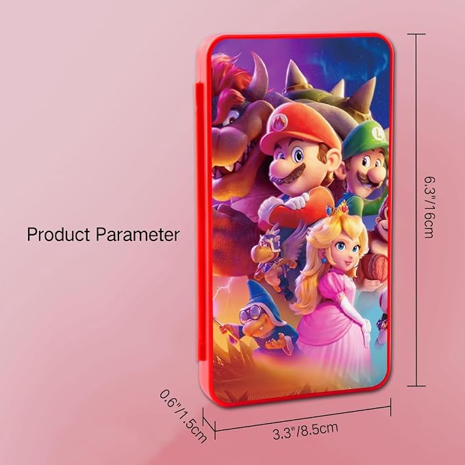 PERFECTSIGHT Cute Switch Game Card Case for Nintendo Switch 2 2025 / Lite/ OLED, 24 Game Holder Cartridge Case for Game Cards and 48 SD Cards, Kawaii Portable Compact Storage Box, Bros - Image 6