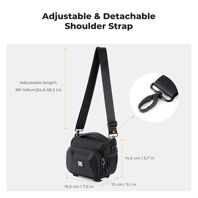 K&F CONCEPT Camera Shoulder Bag, Hardshell Camera Case with Tripod Holder | EVA Hardshell, Foam Padded, Double-Zip Access, Efficient Storage, Street & Travel, Men & Women, 1 Camera+1 Lens Compact, BS15 - Image 6