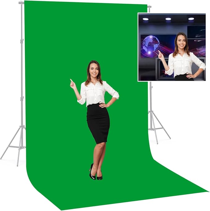 BEIYANG 6 Ft x 10 Ft Photography Backdrop Green Screen, Green Background Non-Reflective Fabric Wrinkle Resistance,Greenscreen Photo Background for Photo Video Chromakey Studio Shooting by BEIYANG