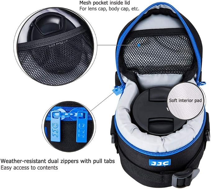 JJC Camera Lens Case Pouch, Padded Bag Fits Lens up to 3.0 x 3.9 (D x L) | for Canon EF-S 18-55mm/RF 35mm f1.8/RF-S 18-150mm/Nikon Nikkor AF-S 18-55mm/Z 50mm f1.8S/Fujifilm XC 15-45mm Lens & More - Image 6