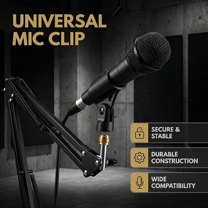 Universal Microphone Clip Holder, Comes with 5/8" Male to 3/8" Female Screw Adapter Suitable for Handheld Microphones, 2-Pack - Image 9