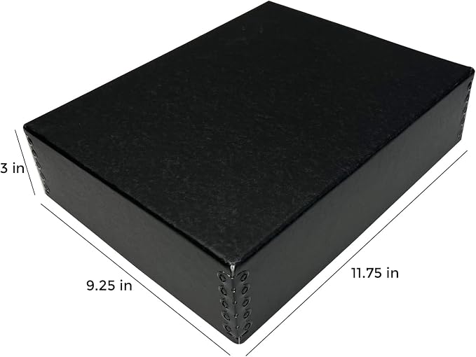 Lineco Museum Archival Storage Box, Drop Front, 9.25x11.75x3 in, Black | Acid-Free with Metal Edge, Preserves Picture Longevity, Organize Photos, Newspapers, Prints, Documents, Crafts, DIY - Image 2