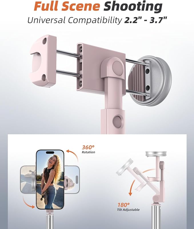 Tripod for iPhone, Selfie Stick with Remote, Stable & Durable Phone Tripod | Portable Travel Cell Phone Stand, Extendable All-in-1 Tripod for Video Recording Compatible with iPhone Android - Image 5