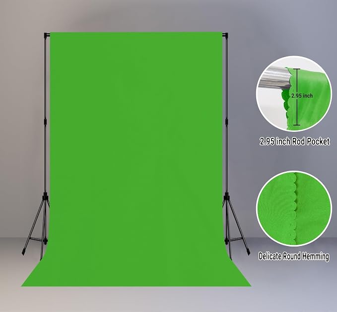 Green Screen Backdrop for Photoshoot, Fabric 6x9ft | Polyester Studio Photo Backgrounds, Non Reflective, Easy to Hang, for Portrait Photography, Live Streaming, Video Creation - Image 2