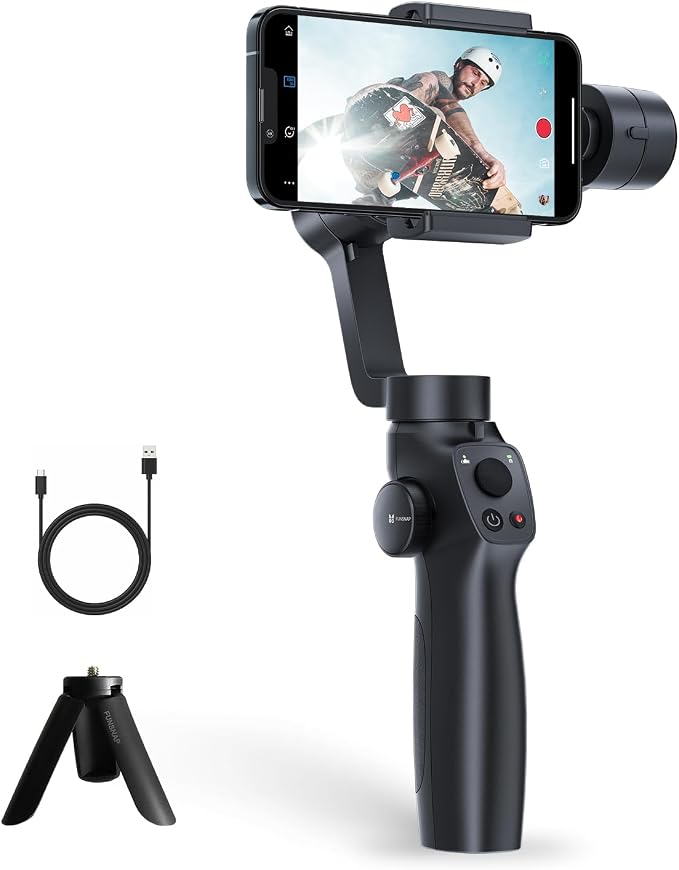 Gimbal Stabilizer for iPhone, Phone Gimbal w/Focus Wheel Face Tracking for 16 15 Pro Max Android 3-Axis Phone Stabilizer for Video Recording Vlog by FUNSNAP