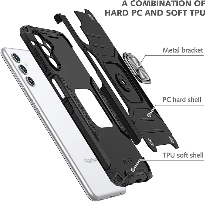 HNHYGETE for Samsung A13 5G Case, Galaxy A13 5G Case with Screen Protector, 360°Military Grade Rotatable Kickstand (Heavy Duty) Protective Cases for Samsung Galaxy A13 5G (Black) - Image 5