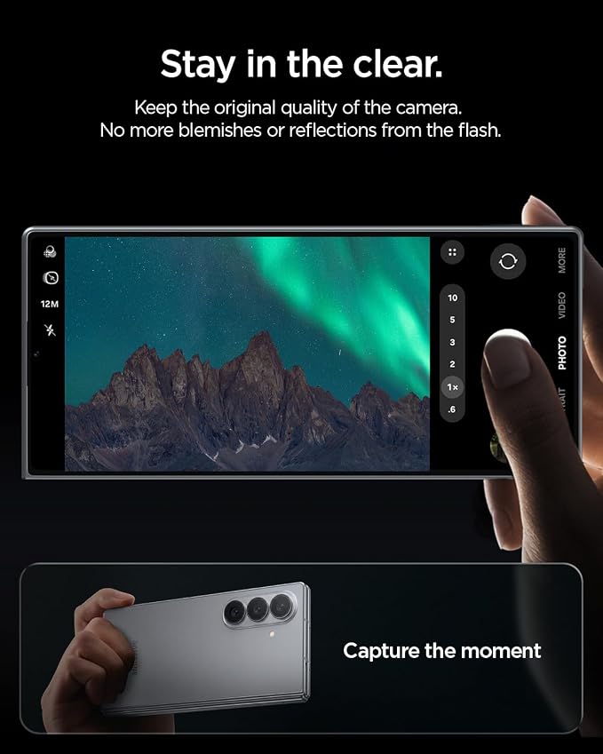 Spigen Camera Lens Protector for Galaxy Z Fold 8 Ultra, Fold 7 (2 Pack) | GlasTR EZ Fit Optik Pro, 9H+ Tempered glass, Scratch resistant, Original photo quality, Auto-align tray, Case-friendly, Black - Image 3