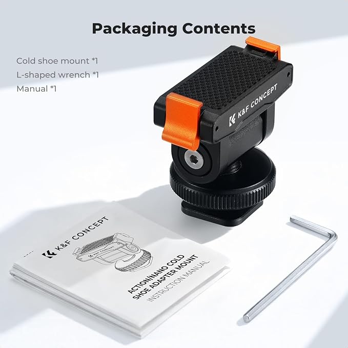 K&F CONCEPT Cold Shoe Mount Compatible with DJI Osmo Nano/Osmo Action 6 | Action Camera Magnetic Quick Mount Holder, Tripod Adapter Hot Shoe Camera Connector with 1/4" Screw Hole, PP08 - Image 8