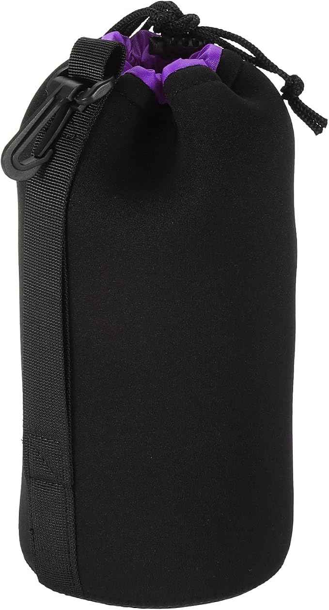 PATIKIL Camera Lens Bag, 3.5" IDx9.8 H Drawstring Lens Pouch with Thick Protective Neoprene, Lens Case for DSLR Camera Lens, Water Coffee Cups, Black, Purple by PATIKIL
