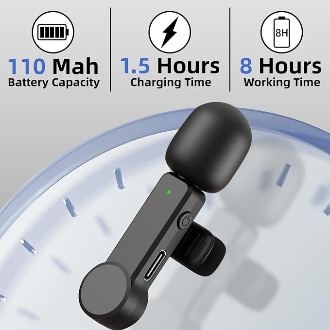 NPTCL Wireless Mini Lavalier Microphone for iPhone Android Video Recording | Noise Cancelling Mini Mic, 75ft Transmission, 8 Hour Battery Life for Content Creator, Vlogger, Youtuber, Podcaster - Image 4