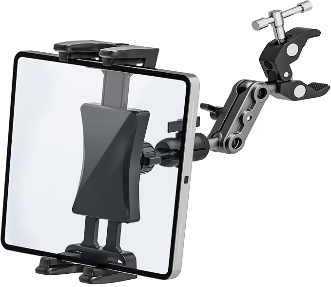 Tablet Mount for Spin Bike Treadmill,Microphone Stand | iPad Holder Stand Exercise Bike Handlebar Mount for Stationary Bicycle, Tablet Stand for 4.7-12.9" iPad Pro Galaxy Tabs by BAISHUN