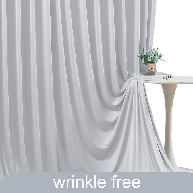 6 Panels Silver Grey Backdrop Curtain for Parties Wedding Wrinkle Free Silver Grey Photo Curtains Backdrop Drapes Fabric Decoration for Birthday Party Baby Shower 30ft(W) x 10ft(H) - Image 6