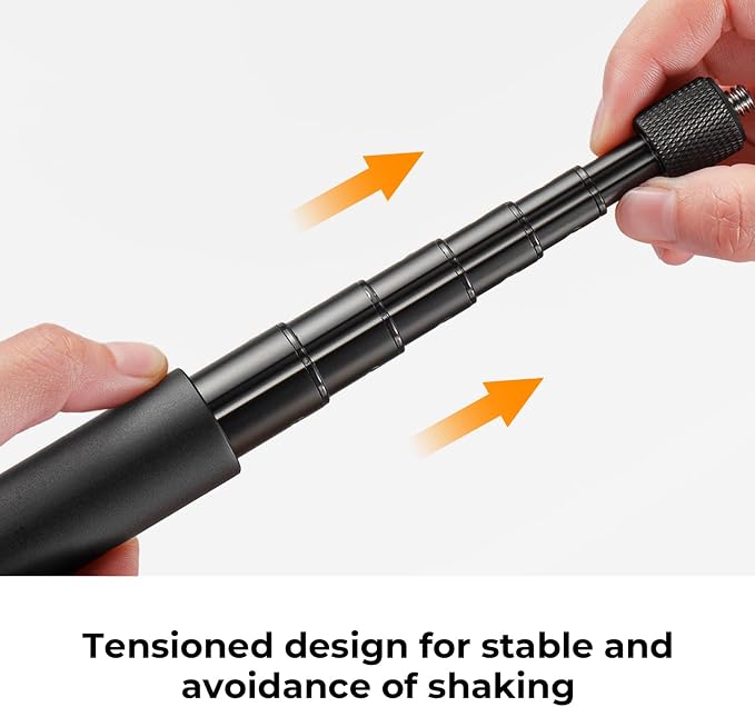 K&F CONCEPT 60 Inch Invisible Selfie Stick | Extension Pole Compatible with Insta360 Sports Camera, GoPro, DJI OSMO Pocket 3, 1/4" Extended Monopod Pole - MS07 - Image 4