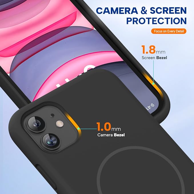 miracase Magnetic for iPhone 11 Case, [Soft Anti-Scratch Microfiber Lining], Compatible with MagSafe, Silicone Shockproof Protection Phone Case for 11, Black Magnetic - Image 7