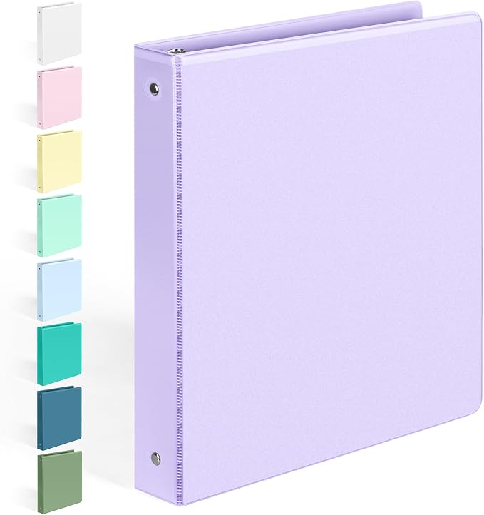 BinderX 3 Ring Binder 1 Inch, 1" Clear View Binder, Lavender, Letter Size | Extra Durable, PVC-Free, Customizable, Interior Pockets, 175-Sheet Capacity, Eco-Friendly, Reinforced Hinge, School, Office by Sooez