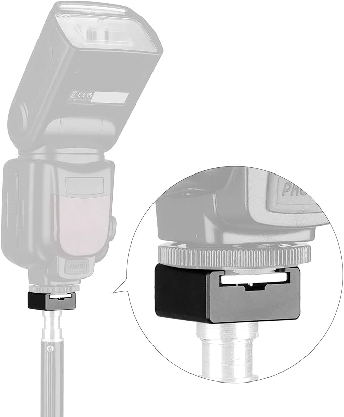 Updated Anwenk Flash Cold Shoe Mount Adapter Flash Shoe Mount Flash Stand Adapter with 1/4"-20 Tripod Screw Thread for Camera Flash Nikon Canon Olympus Panasonic Speedlite Flash, 2Pack - Image 4