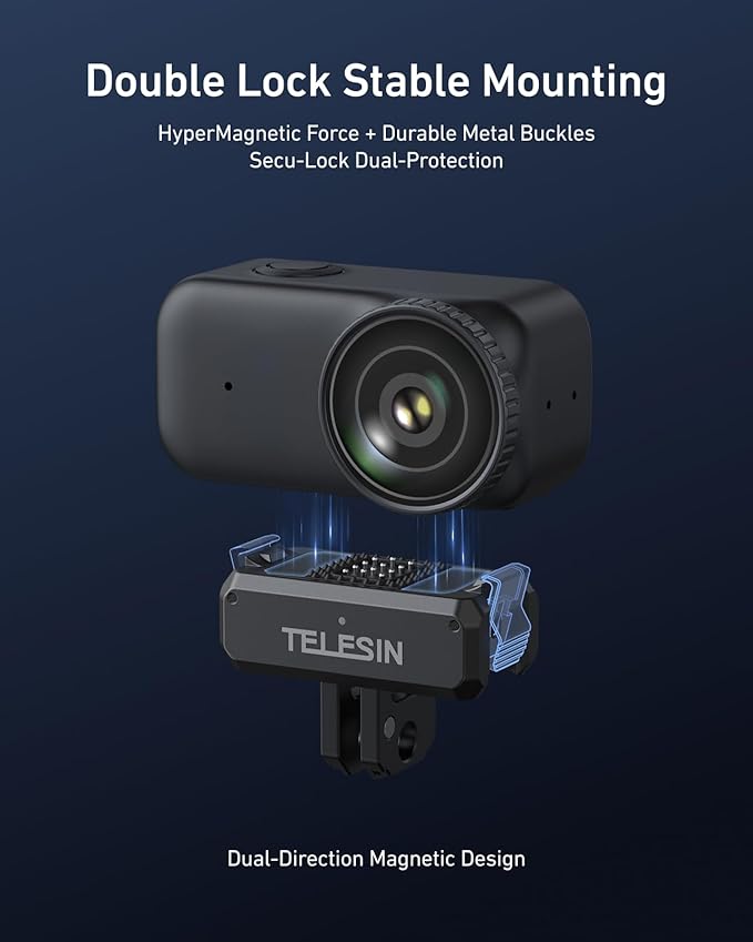 TELESIN Mini Selfie Stick w Magnetic Quick Release Charging Adapter Mount | Tripods for DJI Osmo Nano / Xtra Atto, 360° Adjustable Stick Pole, 1/4" Screw Hole Adapter Mount, Anti-Slip Handle Grip - Image 3