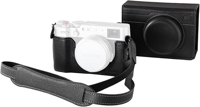 SMALLRIG Leather Half Case for FUJIFILM X100VI, Flip Cover, Shoulder Strap | Genuine Leather Material, Portable and Protecting (Black) by SmallRig
