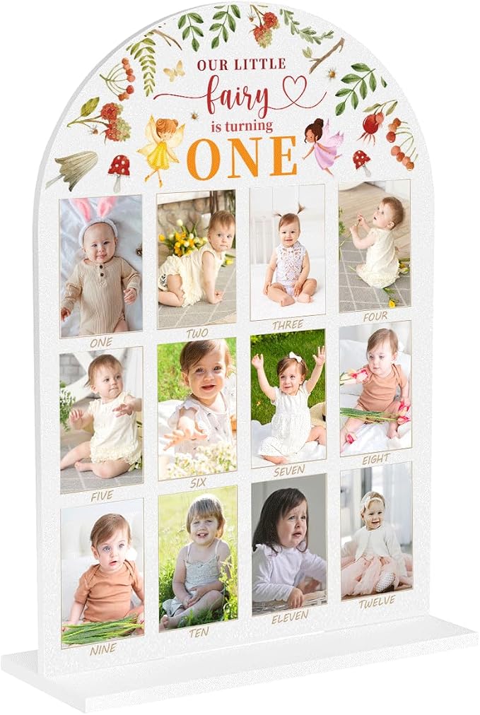 My First Year Photo Board Baby Milestone Signs One Year of Baby Photo Board, Best Babies Keepsake 10x14 Inches Acrylic Sign Decor Fits 2" x 3" Photo A17 by WelcometoMgfyfghj