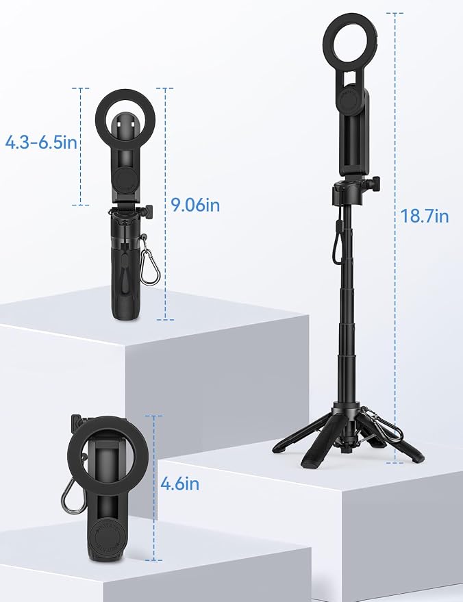 Takerers for Magsafe Tripod for iPhone【Pocket Size】 4-in-1 Portable Magnetic Selfie Stick for iPhone Stand for Video Recording Travel Magnetic Phone Tripod with Remote 【Upgraded 4 Legs】 - Image 9