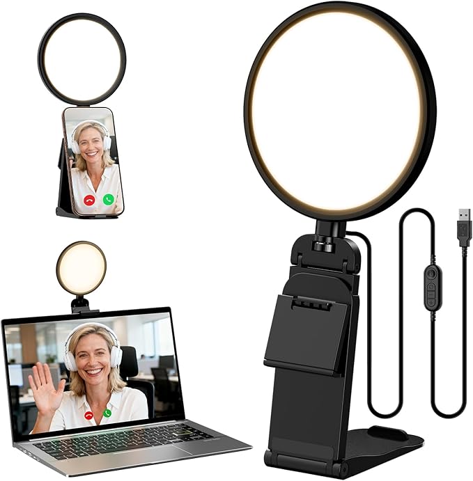 5" Ring Light for Computer, Eye-Care Lighting for Zoom Meetings, Streaming | Upgraded Panel, Ultra Soft, 50 Modes, CRI>97.8, Memory, Portable Light for Laptop, Monitor & Webcam by LitONES