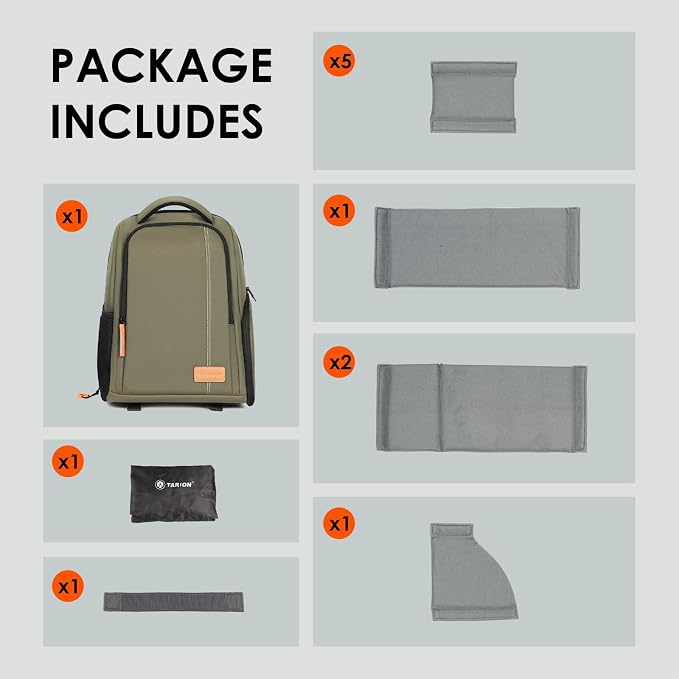 TARION Camera Backpack for Photographers Compact 15L, TB04 Green | 15 Inch Laptop Compartment, Side Access Quick Draw, Anti-theft Hidden Pocket, Tripod Holder, Rain Cover, Travel-Friendly - Image 9