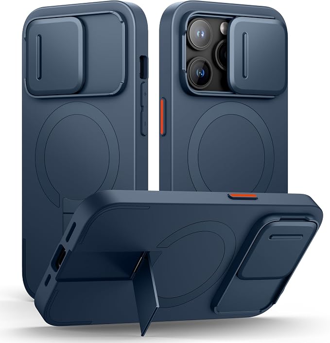 SURITCH for iPhone 14 Pro Case with Magnetic Camera Slide Cover and Adjustable Kickstand, Compatible with MagSafe, Shockproof Bumper Case Slim Protective Cover for iPhone 14 Pro 6.1 Inch, Blue by SURITCH