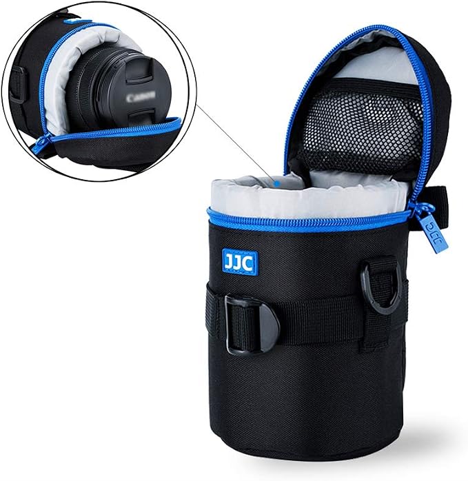 JJC Camera Lens Case Pouch, Padded Bag Fits Lens up to 3.1 x 5.3 (D x L) | for Sony E 55-210mm f4.5-6.3/Nikon Nikkor AF-S 55-200mm/AF-S 18-300mm/Fujifilm XF 56mm Lens & More, Includes Shoulder Strap - Image 5