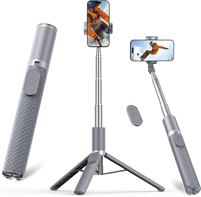 Tripod for iPhone, Selfie Stick with Remote, Stable & Durable Phone Tripod | Portable Travel Cell Phone Stand, Extendable All-in-1 Tripod for Video Recording Compatible with iPhone Android by VIMOSE