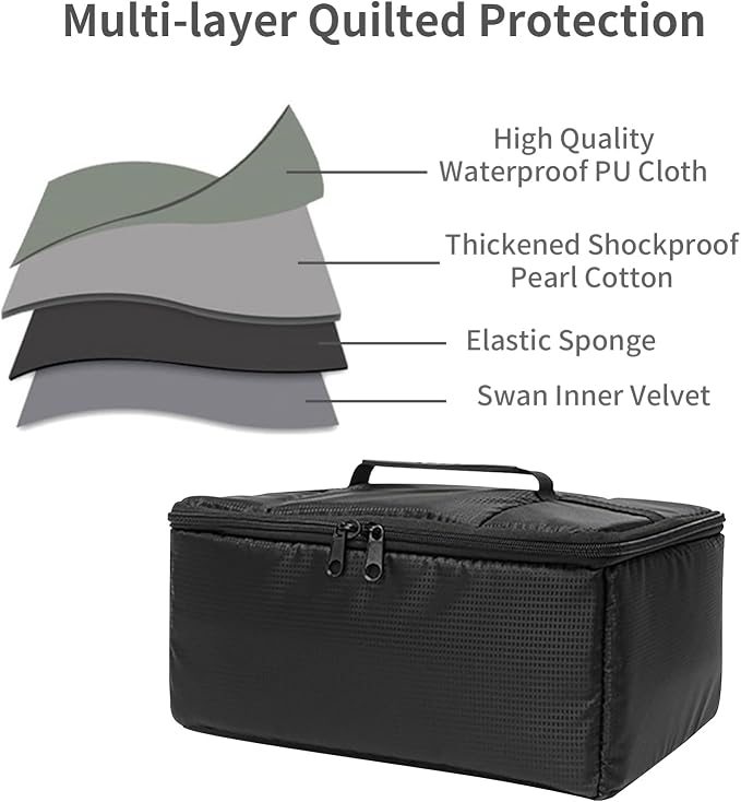 Camera Insert Bag Camera Case, Water Resistant Camera Bag Insert Portable Inner Bag, Shockproof DSLR SLR Cameras Padded Storage Bag, Inner Case Bags (Black) - Image 5