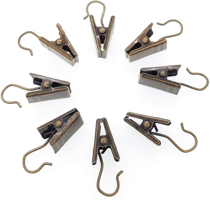 Coideal Small Bronze Curtain Clips, 100 Pack Metal Brass String Party Lights Hanging Hooks for Home Decoration, Photos, Art Craft Display and Indoor Activities Supplies by Coideal