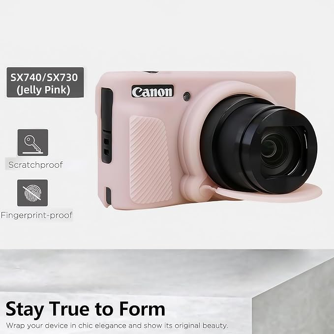 Camera Case for Canon PowerShot SX740/ SX730 Digital Camera, SX740 HS Case | Soft Silicone Protective Case Removable Lens Cover, Comes with 2 Screen Protectors and 1 Wrist Strap. (Jelly Pink) - Image 7