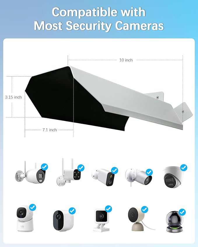 Universal Security Camera Sun Rain Cover Shield | Waterproof Protective Roof for Surveillance Camera, Outdoor Camera Shade Covers for Dome, Bullet Cameras (White 3 Pack) - Image 5