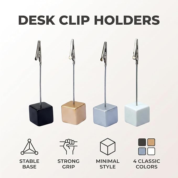 4Pcs Alligator Clip Memo Holders - Heavy-Duty Desktop Organizers for Office/Home, Multi-Angle Picture Frame Stand with Card Clasps, Desk Accessories for Notes/Photos/Paper Display - Image 2