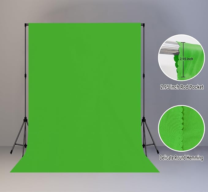 Green Screen Backdrop for Photoshoot, Fabric 5x7ft | Polyester Studio Photo Backgrounds, Non Reflective, Easy to Hang, for Portrait Photography, Live Streaming, Video Creation - Image 2