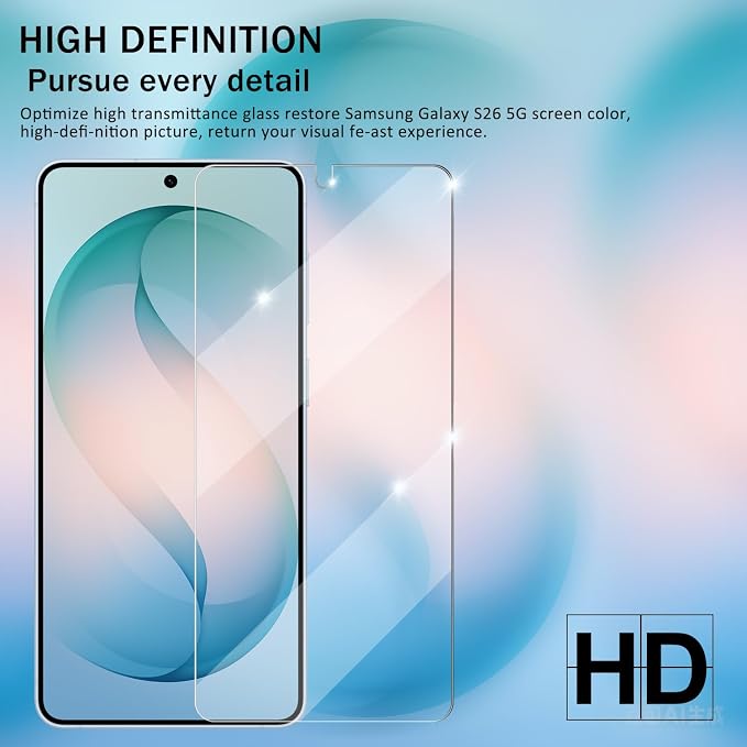 Galaxy S26 Screen Protector + Camera Lens Protector, [2 +2 Pack] [Ultrasonic Fingerprint Unlock] [Case Friendly] Full Coverage Tempered Glass Screen Protector For Samsung Galaxy S26 - Image 6