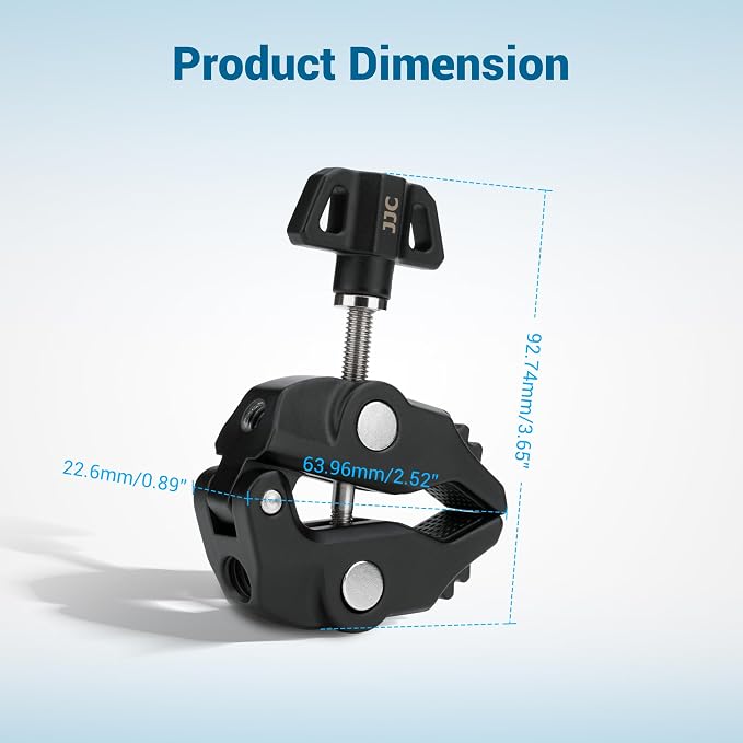 Universal Super Clamp Camera Mount, Adjustable Metal Heavy Duty Clamp with 1/4"-20 & 3/8"-16 Threads, 0.47-2.36'' Jaw Grip Desk Clamps for Magic Arm Light Stand Tube Bike Handlebar Stroller Tripod - Image 5