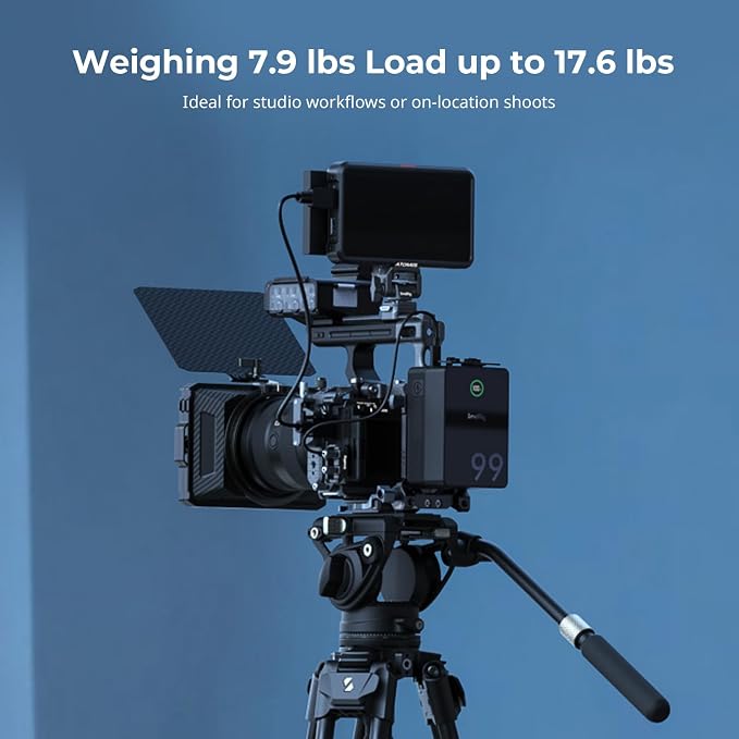 SmallRig AD-50 Max Heavy Duty Video Tripod, 68.5" Carbon Fiber Lightweight Tripod with FreeSpeed One-Step Height Adjustment, Fluid Head, Dual-Mode QR Plate, Load up to 17.6lb - Image 5