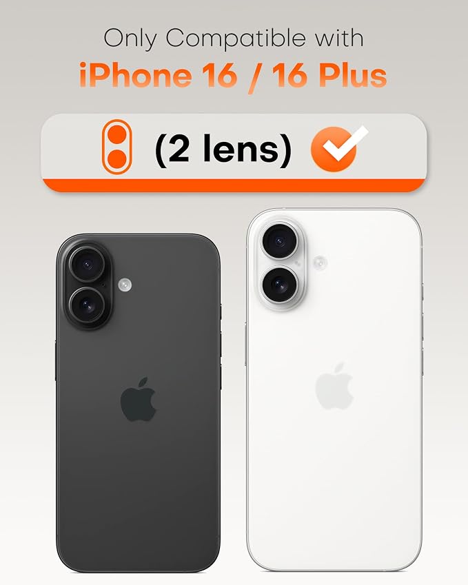 TOCOL Camera Lens Protector for iPhone 16 / iPhone 16 Plus Tempered Glass HD Individual Scratch Resistant Camera Cover Accessories Case Friendly 2 Pack（Black） - Image 2