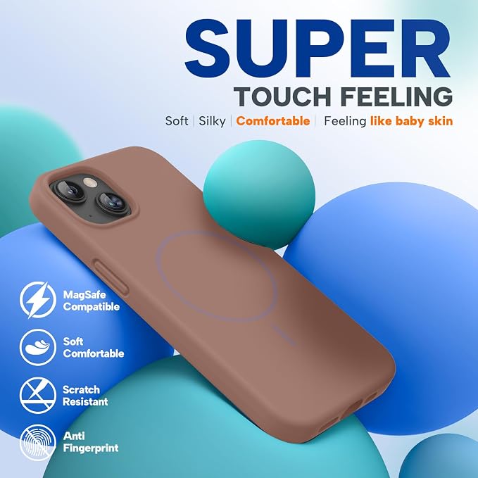miracase Magnetic for iPhone 13 Case, [Soft Anti-Scratch Microfiber Lining], Compatible with MagSafe, Liquid Silicone Case Shockproof Drop Protection Phone Case for 13, Chocolate - Image 4