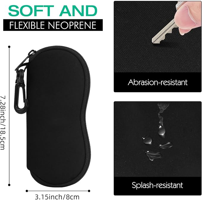 MoKo Sunglasses Soft Case Ultra Light Neoprene Zipper Eyeglass Case for Men Women - Image 2
