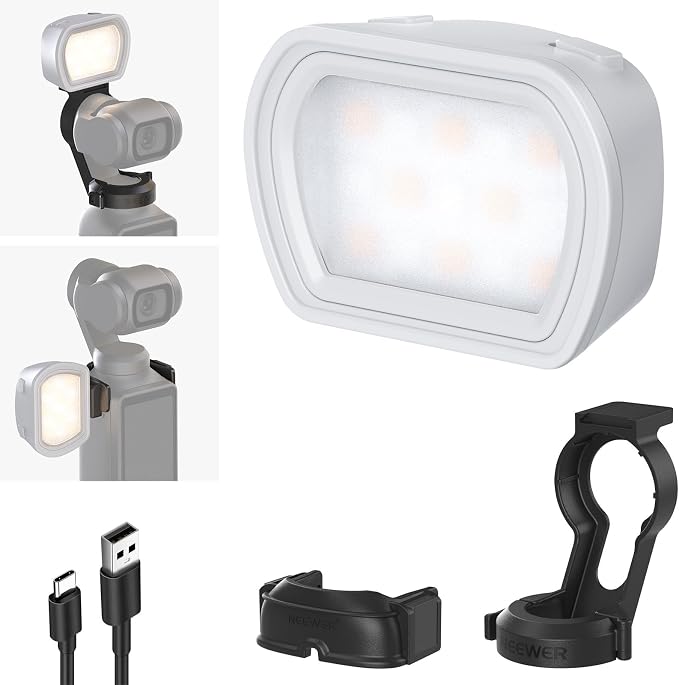 NEEWER Basic M21 Magnetic Light Compatible with DJI OSMO Pocket 3 Xtra Muse | Gimbal Camera Auxiliary Light, 1.3W USB C Rechargeable Plastic Mini LED Fill Light Attachment, Selfie Vlog Video Recording by Neewer