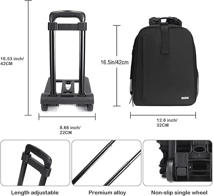 CADeN Camera Backpack Bag Professional for DSLR/SLR Mirrorless Camera Waterproof, Camera Case Compatible for Sony Canon Nikon Camera and Lens Tripod Accessories (Large, 5.0 Black) - Image 9